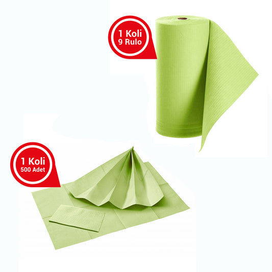 CEDA Avrupa Rulo Hasta Önlüğü ve Tabla Örtüsü Takım Green Lime
