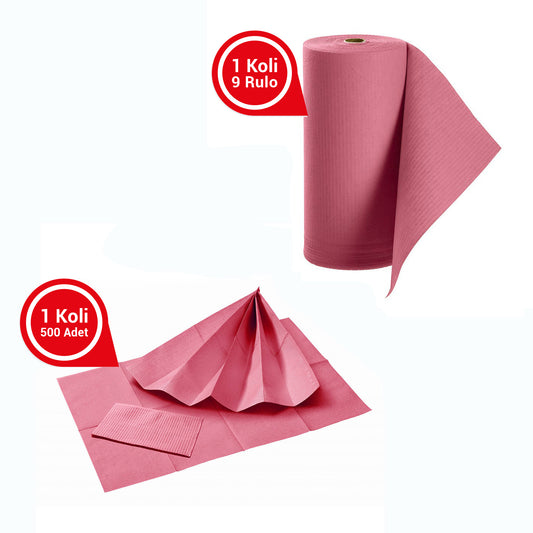 CEDA Avrupa Rulo Hasta Önlüğü ve Tabla Örtüsü Takım Pembe